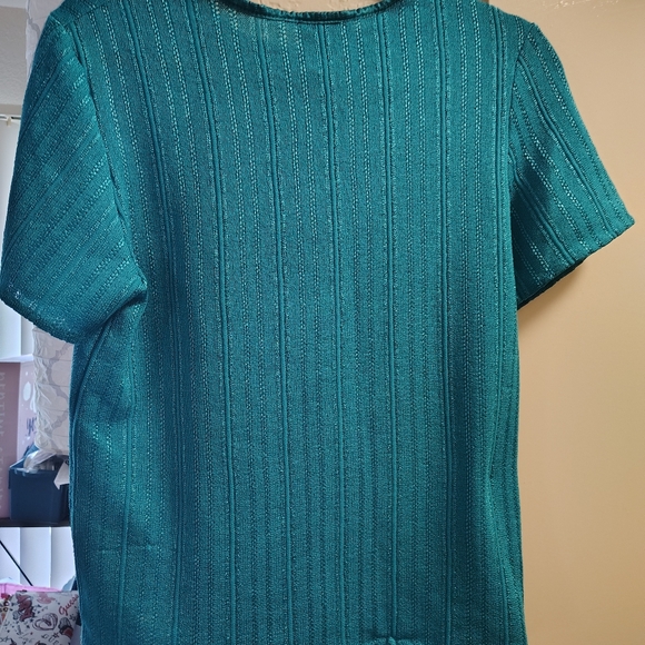 Blair turquoise short sleeve women's top 100% polyester size small - Picture 5 of 6